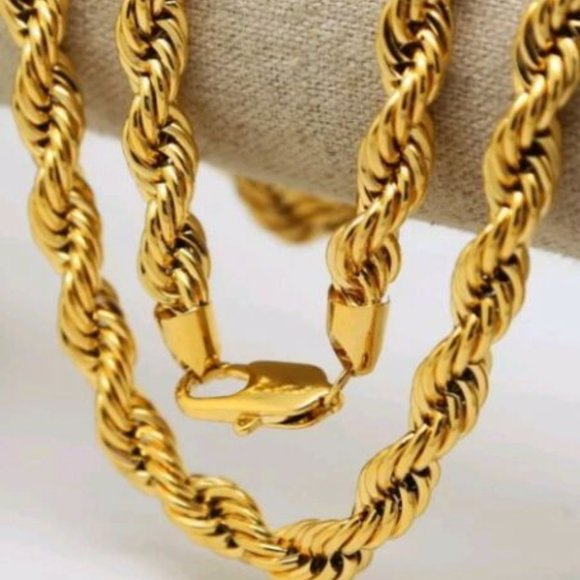 Mens 24" New 14k Gold Plated 10m Thick Rope Chain - Picture 8 of 8